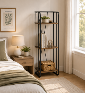Industrial Living Room Office Study 3-Layers Heavy Duty Wooden Metal Bookshelf - Product Image 4