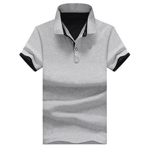 Camisa de Manga Corta Azul Marino para Hombre con Ribete Azul Claro, Corte Regular, Tejido de Punto, 100% Poliéster, Estilo Casual - Product Image 4