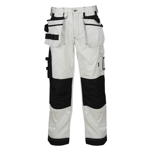 Pantalones de trabajo tipo cargo con logotipo personalizado, blancos y negros, con parche en la rodilla, pantalones de trabajo tipo cargo para hombre, impermeables, uniformes de mecánico. - Product Image 1