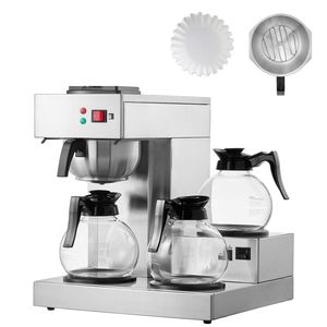 Macchina per Caffè Americano Commerciale da 12 Tazze con 3 Caraffe in Vetro e Scaldacaffè in Acciaio Inox, per Hotel, Spina UK - Product Image 1