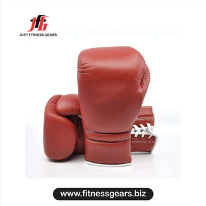 Gants de boxe en cuir avec fermeture à lacets au poignet, pour entraînement adulte, doigts entièrement couverts - Product Image 1