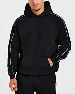High Quality <b>Oversized</b> Black Sweater & <b>Jogger</b> With Piping Two Piece Men's Tracksuits Breathable Gym Activewear Men Sweat Suits - Product Image 3