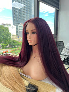 วิกผมปิดแบบมีลูกไม้ผมตรงเวียดนามยาวแท้ระดับพรีเมี่ยมสีดำสีน้ำตาล - Product Image 2