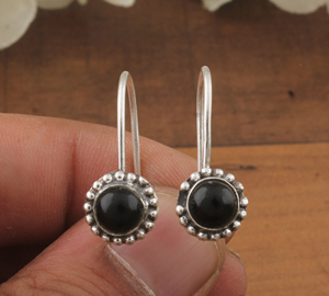 Handcrafted Natural <b>Black</b> <b>Onyx</b> Drop <b>Earrings</b> 925 Sterling Silver Luxury Unisex Trendy Gemstone Fashion Jewelry - Product Image 1
