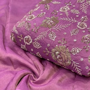 Beaded Embroidery Silk Fabric Wholesale Supplier Beaded Work Silk Fabric Manufacturer India Embroidered Silk Fabric with Beads F - Product Image 2