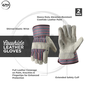 Nouveaux gants utilitaires industriels tendance à rayures, avec dos renforcé, patchs aux articulations, manchette de poignet allongée et pouce droit pour la manutention - Product Image 3