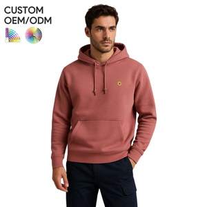 Sweat-shirt à capuche oversize imperméable en coton uni pour homme, coupe décontractée, hiver, OEM ODM, logo personnalisé - Product Image 5