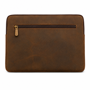 Housse pour ordinateur portable en cuir véritable pour hommes et femmes, étui pour ordinateur portable avec fermeture éclair, housse de protection pour les voyages d'affaires - Product Image 2