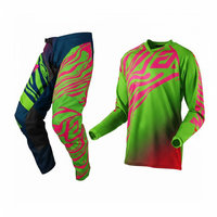 Conjunto de Uniforme de Motocross para Carreras de Dirt Bike, Jersey y Pantalones, Colores Fluorescentes, Transpirable, de Secado Rápido, para Verano e Invierno, 100% Poliéster