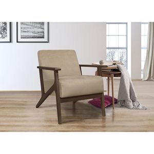 Poltrona Marrone Chiaro con Cuscino Posteriore e Struttura in Legno, Arredamento Moderno per Casa, Rivestimento Solido per Soggiorno - Product Image 4