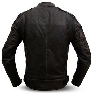 Blouson de motard en cuir véritable pour homme, vêtement d'extérieur pour la moto, conception personnalisée OEM avec fermeture éclair et rembourrage - Product Image 2