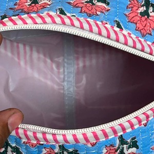 Floral Pattern Cosmetic Bag Blue Red Pink Vintage Style Zipper Closure Toiletry Bag Multi Function <b>Makeup</b> Organizer Textile - Product Image 3