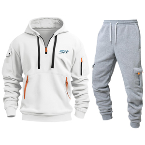 Chándal deportivo informal de invierno para hombre, chándal de forro polar, 100 % algodón, tela elástica, cómodo y elegante, para fitness y deportes al aire libre - Product Image 1