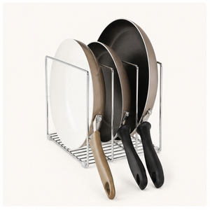 Steel Pan Organizer <b>Rack</b> for <b>Kitchen</b> Cabinet and Pantry <b>Storage</b> Metal Wire Holder for Skillets Frying Pans and Cutting Boards - Product Image 1