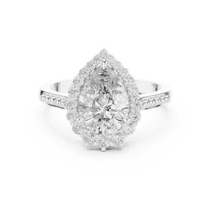 Anillo de Halo Romántico con Diamante Cultivado en Laboratorio en Plata 925 con Centro de Dos Quilates y Acentos de Pavé Graduados de 0.33 CTW para Compromiso - Product Image 1