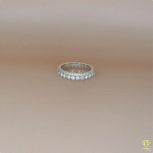 Elegante Anillo de Eternidad Dorado con Diamantes de Corte Redondo, Joyería de Lujo para Boda, Regalo de Aniversario para Ella - Product Image 3