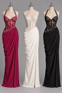 Designer Sleeveless Long <b>Dress</b> with Premium Imported Fabric Luxury Evening Wear for Formal Celebrations Reception Outfits - Product Image 2