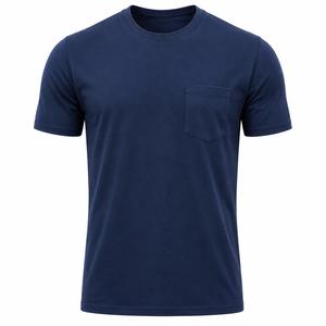 T-shirt décontracté pour homme, coupe classique, col rond, manches courtes, couleur unie, poche poitrine, tissu jersey polyester/coton, séchage rapide - Product Image 1