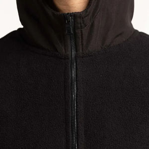 Veste zippée à capuche en molleton noir pour homme, coupe classique, décontractée, pour l'automne, 100 % coton, respirante, tricotée, design uni - Product Image 6