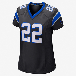 Maillot de football noir pour femme, numéro 22, col en V, manches courtes, anti-humidité, 100 % polyester, imprimé lettres - Product Image 1