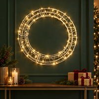 Guirlande métallique lumineuse à piles avec LED blanc chaud et centre ouvert pour la décoration murale moderne de la maison
