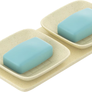 Porte-savon mural double couche, petit format carré, pour salle de bain, douche, avec drain, pour savon en barre et éponge - Product Image 1