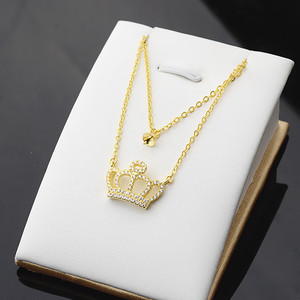 Collar de Cadena con Colgante de Cruz de Plata S925 para Mujer, Cadena de Clavícula de Doble Capa con Flor y Corona para Accesorios de Moda DIY - Product Image 2