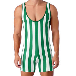 Traje de lucha libre para hombre, mono sin mangas, estilo único, ajustado, a rayas, deportivo - Product Image 5