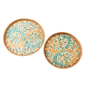 ถาดกลมหวายลายเปลือกหอยมุกสานตกแต่งสวยงาม ขายดี ขายส่ง - Product Image 2
