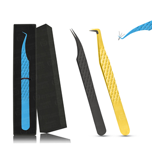 Pince à épiler professionnelle en acier inoxydable pour extensions de cils, avec grip diamanté, emballage boîte individuelle pour une préhension parfaite des cils - Product Image 4