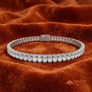 สร้อยข้อมือเทนนิสทรงรีประดับมอสซาไนต์เงินแท้ 925 สำหรับผู้หญิง สไตล์ฮิปฮอป ของขวัญเครื่องประดับ - Product Image 4