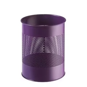 Black Metal Trash Can Storage Bucket Cylindrical Geometric Pattern Decorative Indoor Outdoor Household Use Waste <b>Bin</b> - Product Image 3