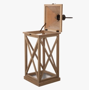 Wooden Square Handmade Candle <b>Lantern</b> X-Brace Vintage Pillar Holder Metal Top Handle Decorative Rustic <b>Hurricane</b> Lamp Home - Product Image 2