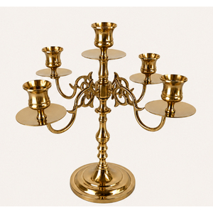Candélabre de luxe doré à 5 bras, style vintage, en métal, pour centre de table de mariage, décoration d'hôtel, de restaurant et de fête - Product Image 5