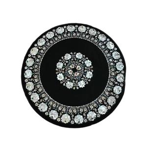 Table basse moderne incrustée de marbre faite à la main Pietra Dura pierres semi-précieuses nacre noir blanc salle à manger Art maison élégante - Product Image 3