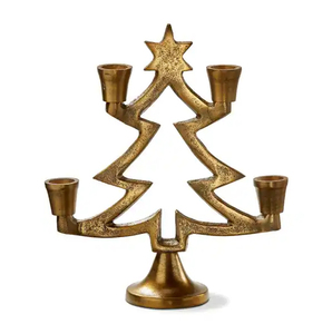<b>Christmas</b> <b>Tree</b> Shape Brass <b>Candle</b> Stand Home Decoration for Holiday Table Centerpiece - Product Image 1