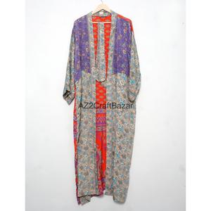 Kimono de Seda de Lujo para Mujer, Estilo Bohemio, Largo hasta el Suelo, Estampado Floral Elegante, Vestidos Casuales Ligeros, Cintura Natural - Product Image 6