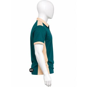 <b>Men's</b> <b>Green</b> Beige Color Blocked Short Sleeve <b>Polo</b> <b>Shirt</b> With Zipper Knitted Fabric Quick Dry Casual Style Premium Quality Trendy - Product Image 2