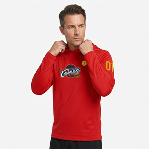 Custom Men <b>Red</b> Basketball Shooting Hoodie Shirt <b>Long</b> <b>Sleeve</b> Athletic Training <b>Top</b> with Team Logo - Product Image 1