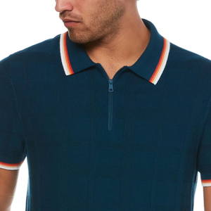 Quarter Zip Men's Lightweight Casual Short Sleeve Knitted Zipper <b>Collar</b> <b>T</b>-<b>Shirt</b> Sportswear Summer Pullover Quarter Zip <b>T</b>-<b>Shirts</b> - Product Image 4