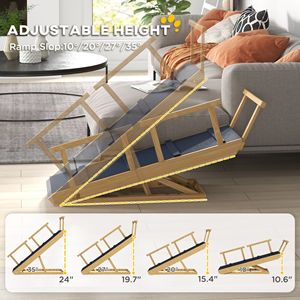 Rampa Plegable para Perros con Altura Ajustable y Tapete Antideslizante, Escalones para Mascotas para Perros Pequeños a Grandes, Producto para Camas y Accesorios - Product Image 4