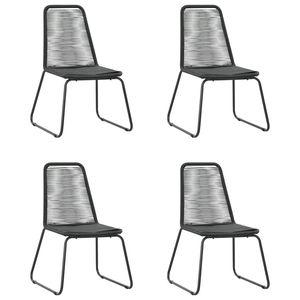 Juego de Comedor de Ratán de PVC Negro y Acero con Recubrimiento en Polvo y Vidrio para Jardín, Muebles de Exterior - Product Image 4