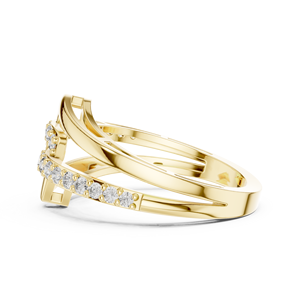 Round Cut Lab Grown Diamond 14K 18K Solid Gold <b>Row</b> Criss Cross Pave set Band 0.35CT DEF VVS Classic Wedding Ring ODM Wholesale - Product Image 5