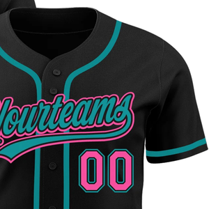 Maillot de baseball noir, rose et turquoise pour homme, boutonné, uniforme d'équipe, respirant, léger, vêtement de sport pour tournoi - Product Image 4