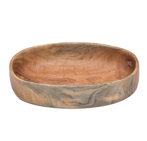 Tazón Ovalado de Madera de Neem Natural para Mezclar y Servir, Tazones de Madera Hechos a Mano para Ensaladas, Tazón Elegante Multiusos para Servir Sopa - Product Image 2