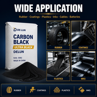 Poudre de carbone noir ultra intense Delun, matière première industrielle pour le caoutchouc et le plastique, origine Guangdong, colorant/pigment auxiliaire