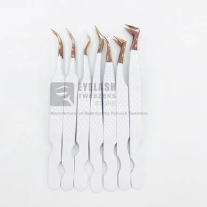 Pinzas para Pestañas de Acero Inoxidable con Punta Dorada Rosa, Marca Privada, Logotipo Personalizado, Duraderas y Precisas para Manicura Profesional - Product Image 5