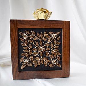 Premium Women's Wedding Party <b>Purse</b> Artisan Wooden Clutch Bag - Product Image 2