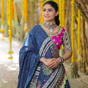 Conjunto de Lehenga Choli Estampado para Mujer, Traje Festivo para Baile Garba con Dupatta, Ropa Étnica para Fiestas - Product Image 2