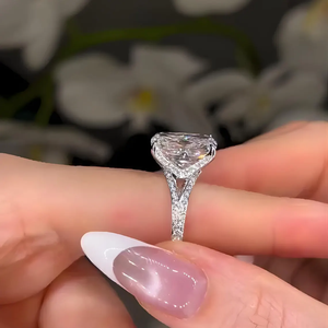 4.54CT Lab Grown Moissanite <b>Emerald</b> Cut Engagement <b>Ring</b> Bridal Wedding Band 925 <b>Silver</b> Rhodium Plated Anniversary Gift - Product Image 2
